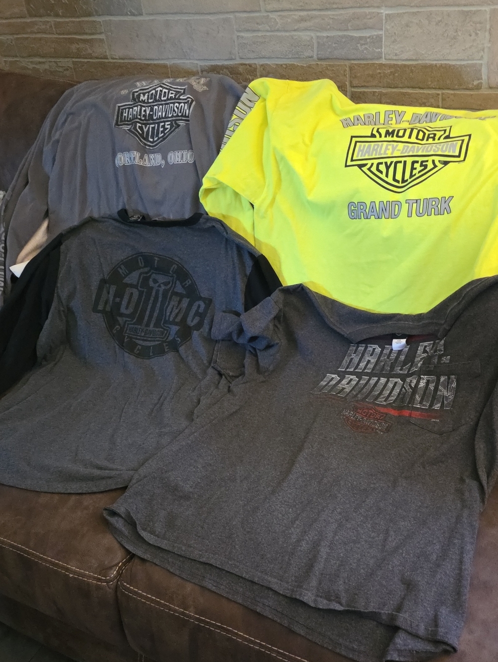 4 Mens Harley Davidson Shirts 3 Long Sleeve 1 T XXL GC